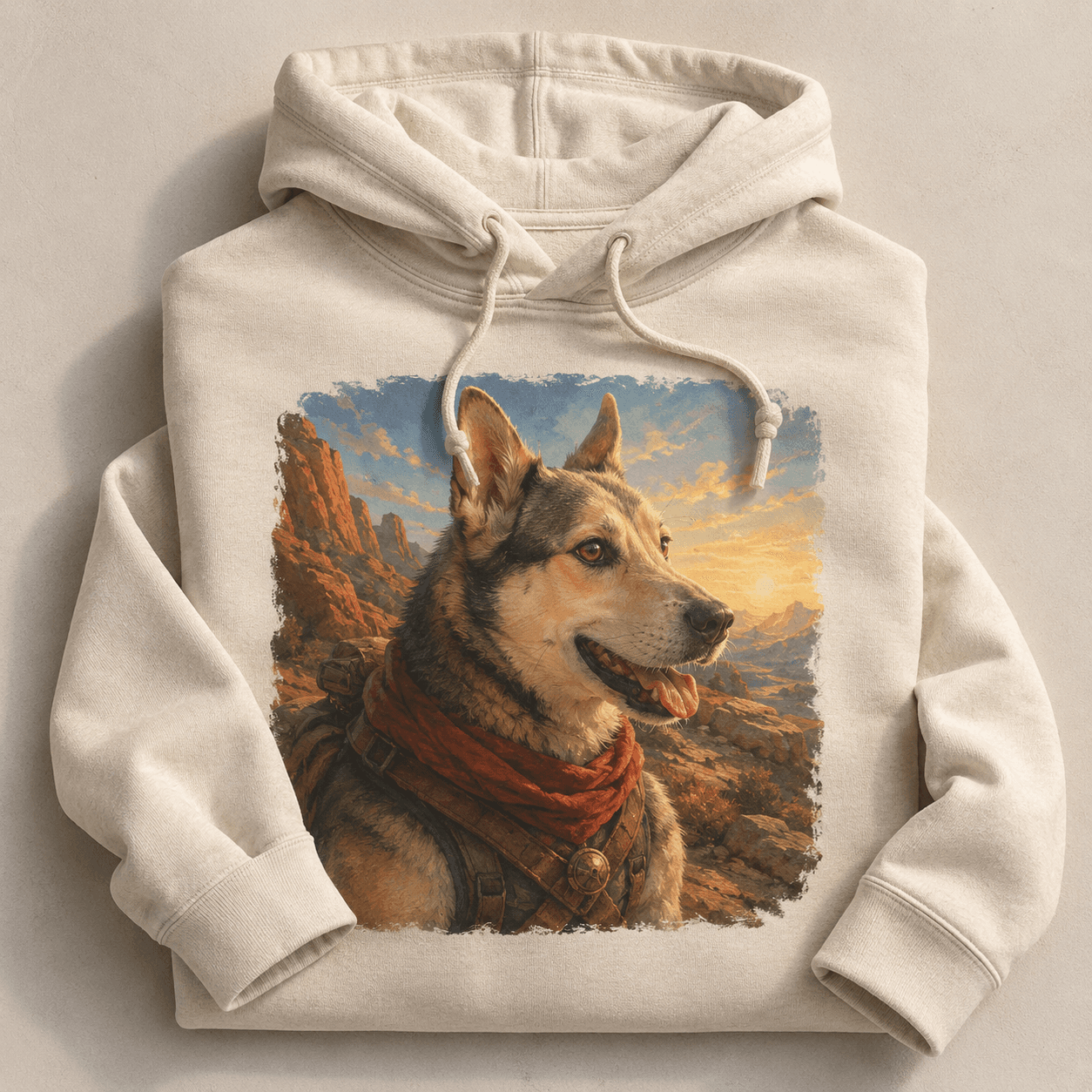 A hoodie printed with the same husky